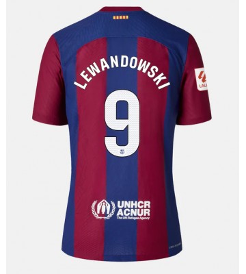 Lacne Muži Futbalové dres Barcelona Robert Lewandowski #9 2023-24 Krátky Rukáv - Domáci
